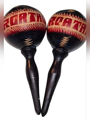 Wood Maracas From Costa Rica Shakers Musical 6.5"